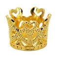 Golden mini crown cake topper with hollow heart design and fine dotted texture detail - Gold