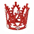 Corona rotonda rossa in lega con strass per decorazione torta di compleanno bimbi - Rosso