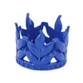 Vibrant royal blue crown-shaped leaf tiara decoration with a metallic glossy finish - Blue