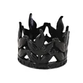 Detailed macro view of black leaf-shaped alloy crown with bead texture for cake decoration - Black