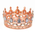 Elegante corona in lega oro rosa con strass e gemme a goccia per decorazione torte - Base Oro Rosa Pietra a Goccia d'Acqua Bianca