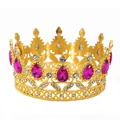 Squisita corona di compleanno dorata con strass rosa a goccia e cristalli bianchi - Base Oro Pietra a Goccia d'Acqua Rosa Rosso