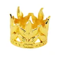 Gold plated leaf textured mini crown cake topper with elegant beaded base detail - Gold