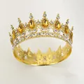 Couronne baroque dorée ornée de grandes pierres ambrées et de détails en strass blancs - Base Or Goutte Jaune d'Or