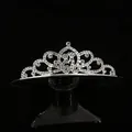 Silver alloy bridal crown with sparkling white rhinestones and hollow curve patterns - Silver (HG-140)