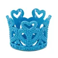 Detail showing blue mini crown with heart pattern and textured metallic beads - Lake Blue