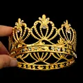 Elegant gold metal crown with sparkling rhinestones for birthdays and cake decoration - Gold (HG-021)