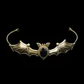 Gothic bat headpiece with bronze metal wings and a black gemstone for Halloween parties - Antique Gold Black (HG-012 Antique Gold+Black)