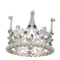 Elegant silver crown for kids with white pearls and sparkling rhinestones for parties - Hollow Leaf Style (HG-136 Silver)