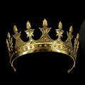 Lussuosa corona reale vintage dorata con motivi a foglia per matrimoni e spettacoli - Oro antico