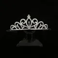 Elegant silver bridal tiara with sparkling rhinestones and ornate scroll design - Silver (HG-144)