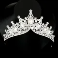 Elegant silver bridal tiara with sparkling crystal rhinestones in a classic royal design - Silver