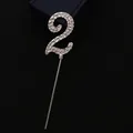 Decorazione per torta numero 2 in argento con strass per compleanni e feste - Numero 2 / Argento