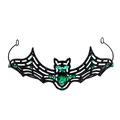 Gothic bat wing crown with green gemstones and spiderweb texture for Halloween parties - Green