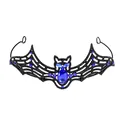 Gothic bat headband with blue rhinestones for Halloween party accessory - Sapphire Blue