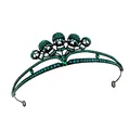 Gothic black metal crown with green rhinestones and skulls for Halloween party hair styling - Green (HG-008)
