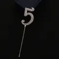 Decorazione per torta numero 5 in metallo argento con strass per compleanni - Numero 5 / Argento