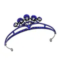 Gothic black crown headpiece with dark blue rhinestones and skulls for Halloween costume - Royal Blue (HG-008)