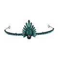 Gothic black skull crown headband with green rhinestones for Halloween cosplay party - Green Style (HG-009)