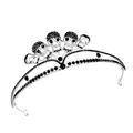 Gothic crown headband with silver base, black rhinestones and skulls for Halloween queens - Silver and Black Rhinestone (HG-008)