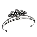 Gothic black crown headband with skull design and white rhinestones for Halloween party - Black and White Rhinestone (HG-008)