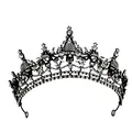 Gothic black skull crown featuring sparkling white rhinestones for Halloween party queen - Black and White