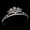 Detailed view of silver gothic tiara with sparkling rhinestones and skull elements - Silver (HG-008)