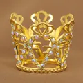Mini gouden legering kroon met strass steentjes in kattenvorm voor taartdecoratie - Cartoon Kattenkop Stijl (HG-025) / Goud met AB-stras