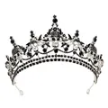 Macro shot of silver gothic crown with black rhinestones and skulls for Halloween - Silver and Black
