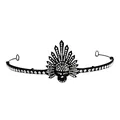 Gothic black skull crown headband with rhinestones for Halloween queen costume - Black Base With White Rhinestone Style (HG-009)