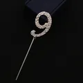 Topper per torta numero 9 in metallo argento con strass lucidi per compleanno - Numero 9 / Argento