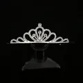 Silver alloy bridal crown headband with sparkling rhinestones and hollow heart design - Silver (HG-147)