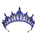 Gothic crown with blue crystals and black skulls for Halloween queen costume party - Sapphire Blue