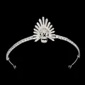 Gothic crown headband with silver skull and sparkling rhinestones for Halloween party - Silver Style (HG-009)