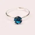 Anello da sposa regolabile placcato argento con gemma blu a taglio tondo - Anello da Donna Zirconia Blu / Argento