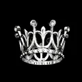 Elegant silver alloy mini crown decoration with sparkling rhinestones and hollow design - Silver (HG-250)