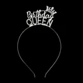 Silberner Birthday Queen Haarreif mit Straßsteinen und Krone für Geburtstagspartys - Silber (HG-269)