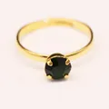 Anello regolabile placcato oro con pietra classica a taglio rotondo verde smeraldo - Anello da Donna Zirconia Verde / Oro