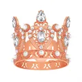 Rose gold floral tiara with white pearls and sparkling crystals for cake decoration - Rose Gold + White