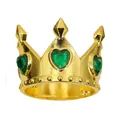Mini-Kronenring aus Goldlegierung mit grünem Herz-Edelstein, Prinzessinnen-Haarschmuck - Gold + Grün