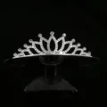 Elegant silver alloy tiara with sparkling clear rhinestones for bridal and party hair - Silver (HG-152)