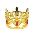 Mini gold heart crown with red gems for cakes, dolls, or birthday party hair accessories - Gold + Red Zirconia
