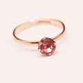 Anello regolabile in oro rosa con uno scintillante zircone rosa solitario taglio brillante - Anello da Donna Zirconia Rosa / Oro rosa