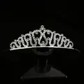 Elegant silver alloy tiara with white rhinestones on a black background for wedding attire - Silver (HG-154)