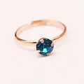 Anello da sposa regolabile in oro rosa con cristallo blu intenso a taglio rotondo - Anello da Donna Zirconia Blu / Oro rosa