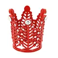 Corona rossa rotonda per decorazione torta con strass bianchi per feste di compleanno - Rosso