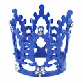 Mini corona blu per torta con design floreale traforato e cristalli scintillanti - Blu Zaffiro