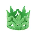 Mini green leaf crown cake topper with beaded base for children birthday decorations - Green