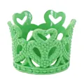Mini crown cake topper in bright green finish with heart-shaped hollow patterns - Green