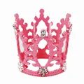Corona in lega rosa con strass bianchi scintillanti per torte o come accessorio - Rosa